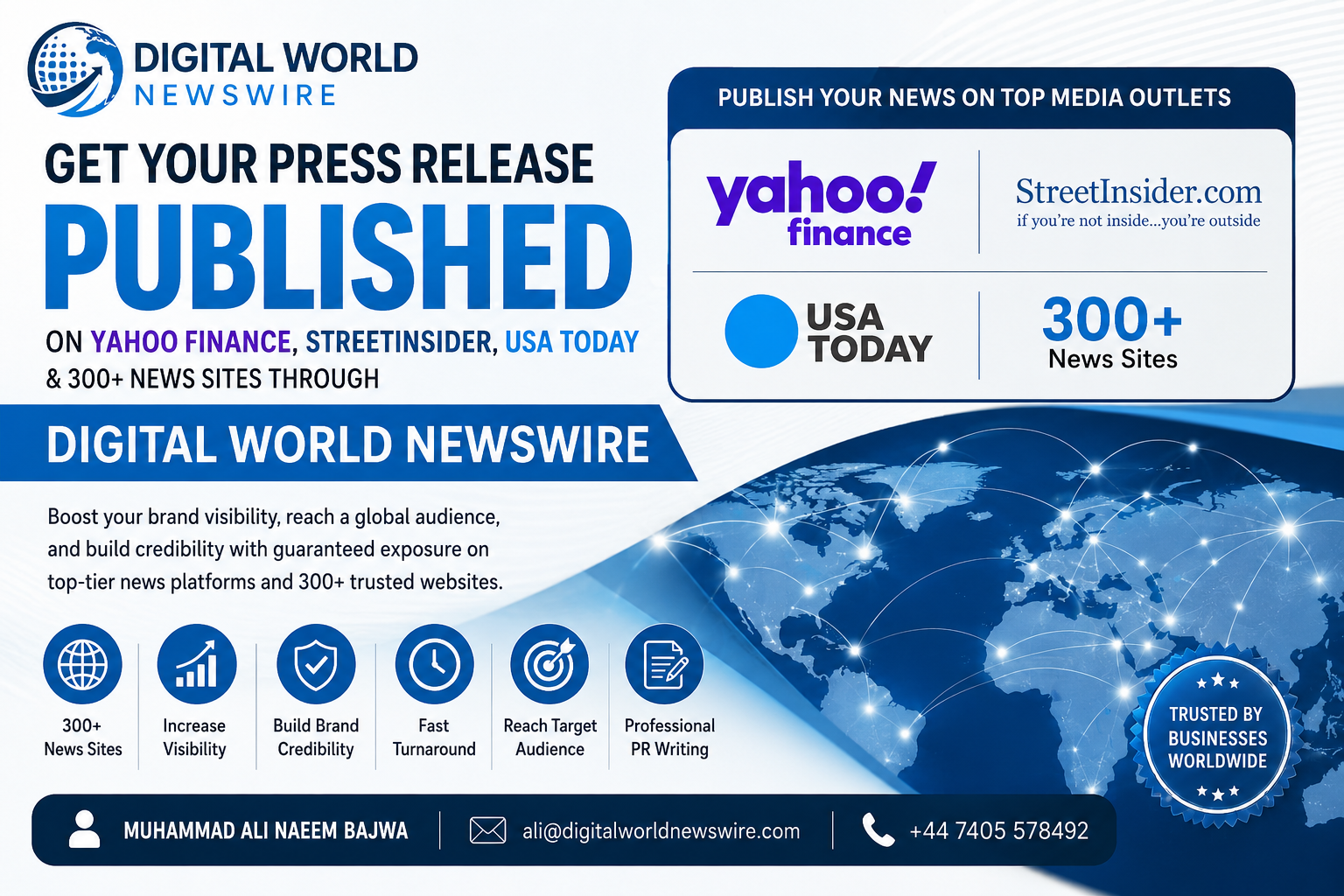 Get Your Press Release Published on Yahoo Finance, StreetInsider, USA Today & 300+ News Websites with Digital World Newswire