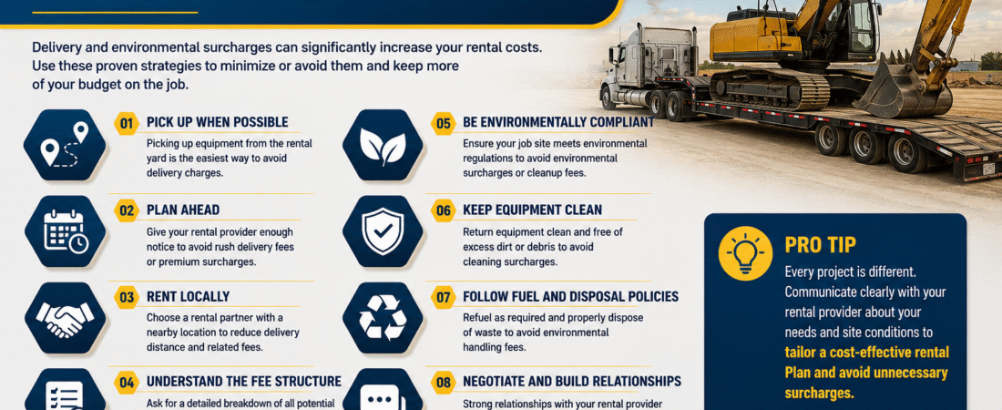 How to Avoid Common Delivery and Environmental Surcharges on Heavy Equipment Rentals?