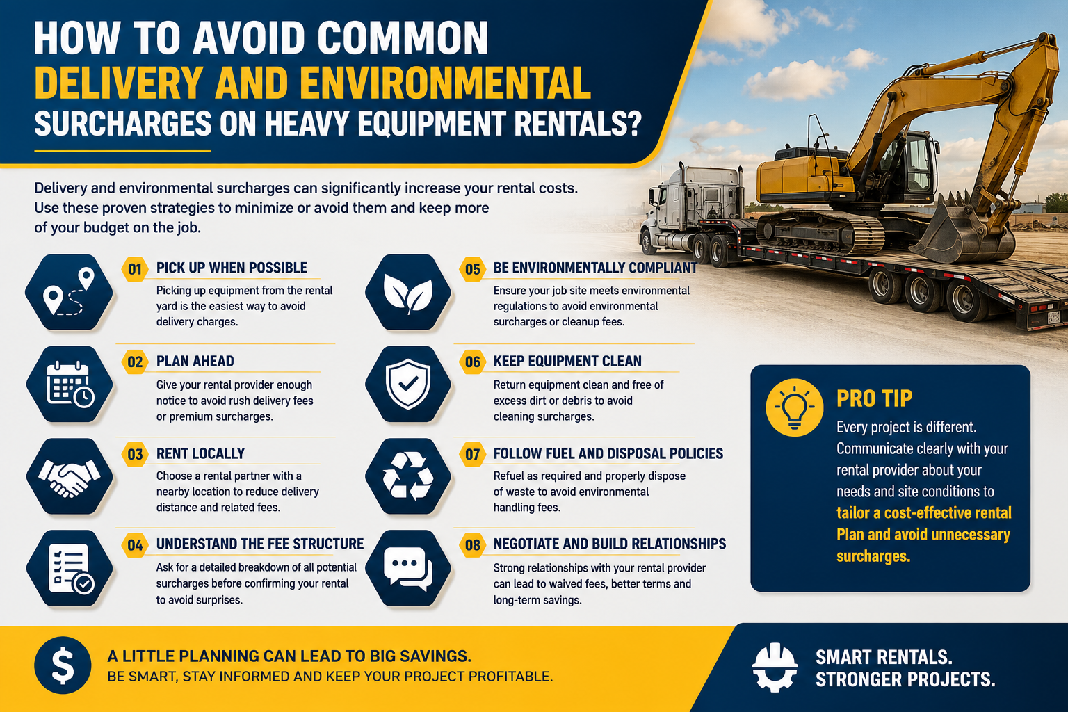 How to Avoid Common Delivery and Environmental Surcharges on Heavy Equipment Rentals?